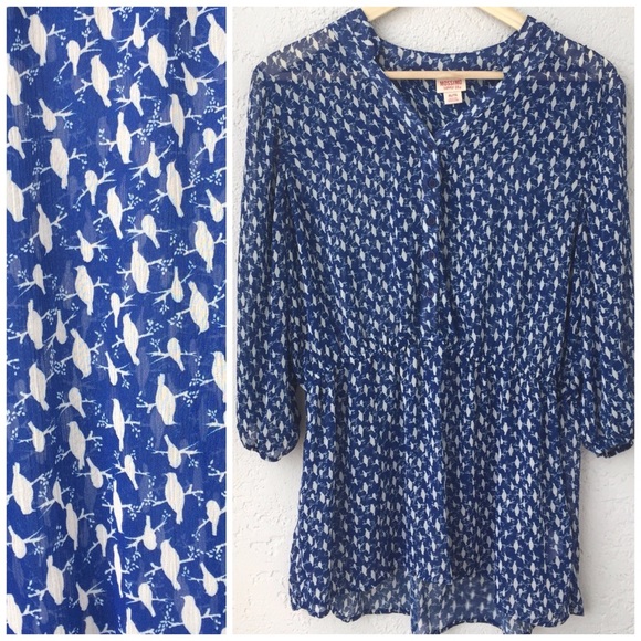 Mossimo Supply Co. Tops - Mossimo Supply Co. Birds Blue Tunic Top